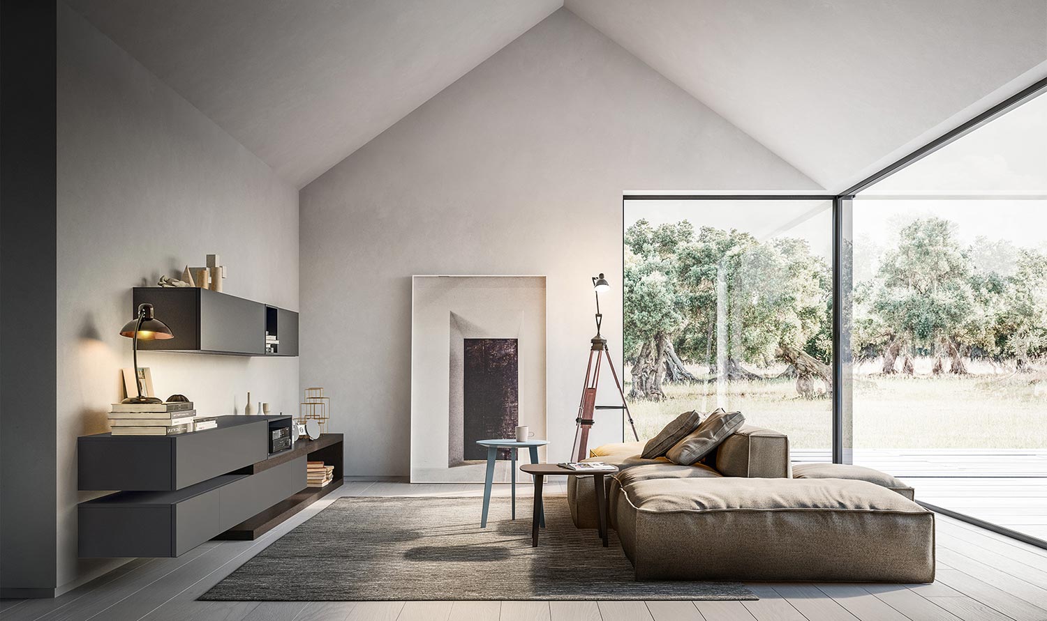 Interno arredato da MR Linearreda, ambiente living con complementi d'arredo su misura